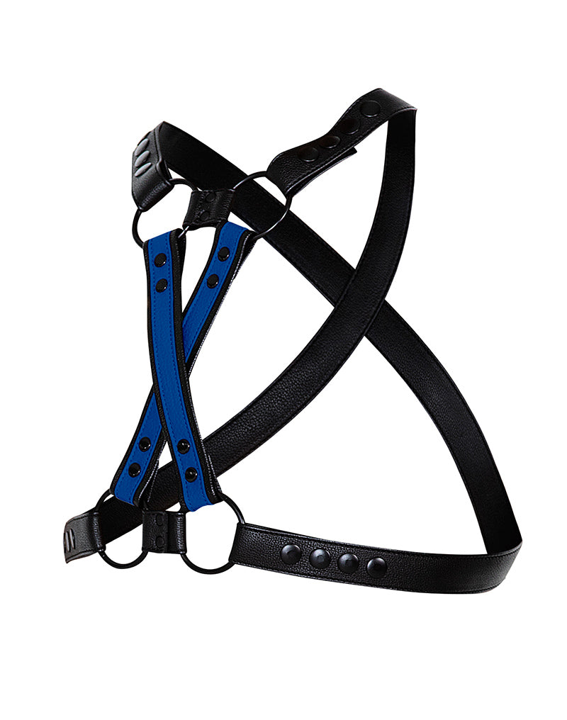 Cut4Men - Imbracatura pettorale - Imbracatura - 4WAY - Blu/Nero-Erotiekvoordeel.nl