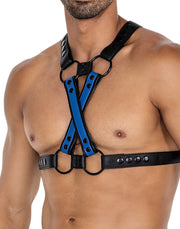 Cut4Men - Pettorale - Imbracatura - 4WAY - Blu/Nero-Erotiekvoordeel.nl