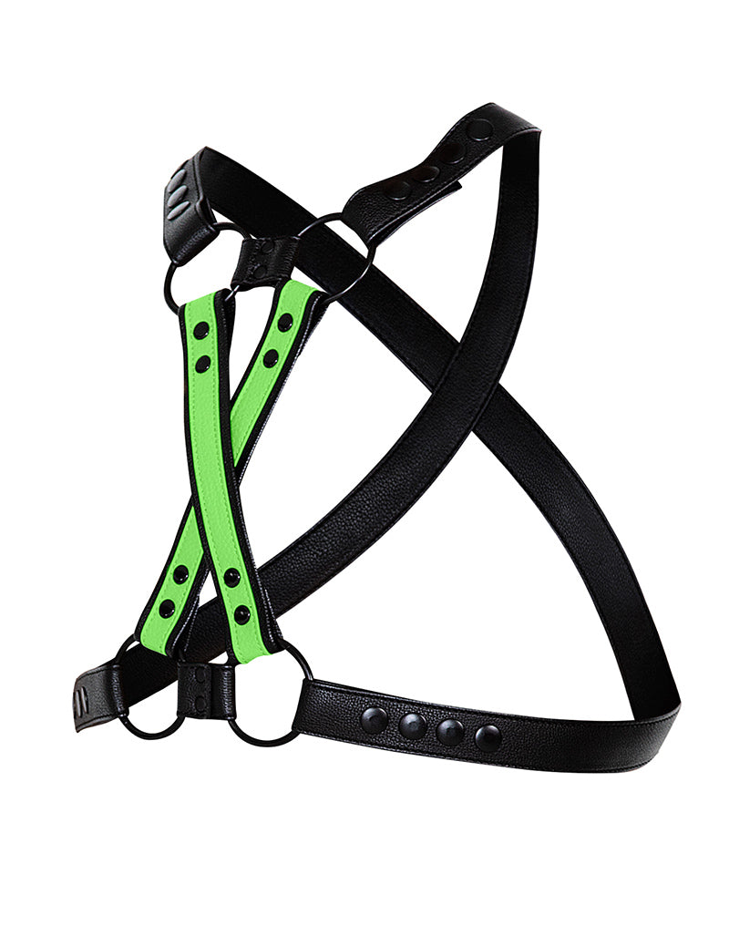 Cut4Men - Imbracatura pettorale - Imbracatura - 4WAY - Neon/Nero-Erotiekvoordeel.nl