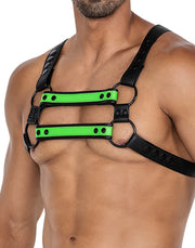 Cut4Men - Imbracatura pettorale - Imbracatura - 4WAY - Neon/Nero-Erotiekvoordeel.nl