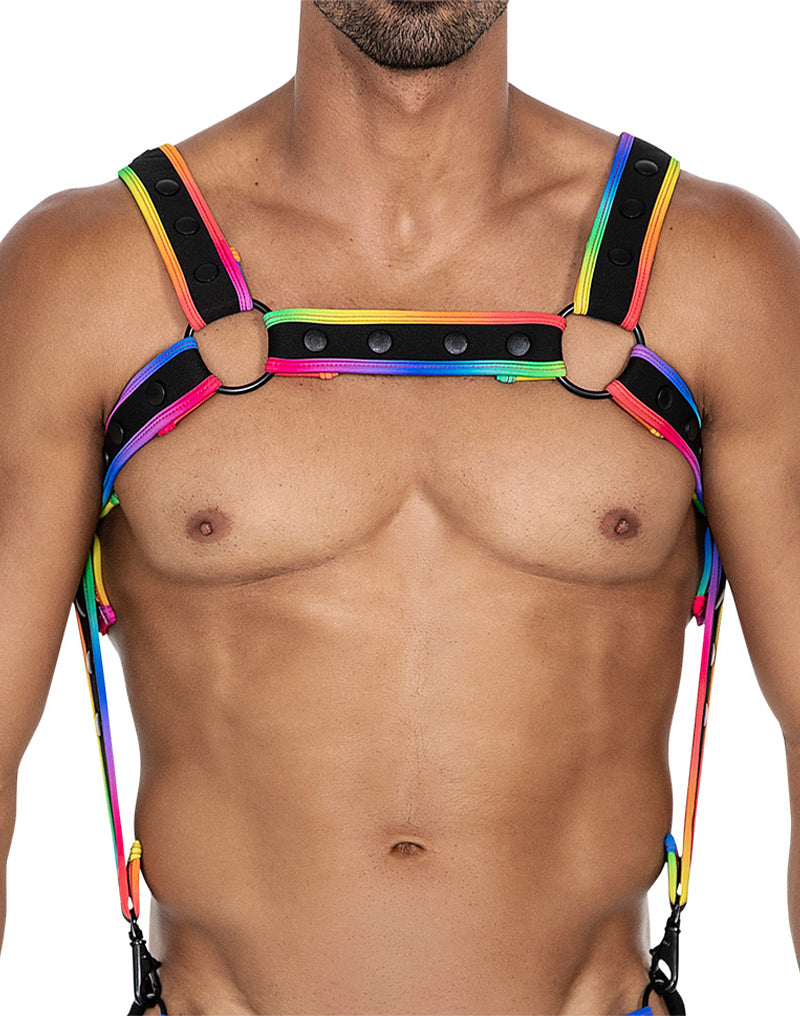 Cut4Men - Imbracatura - Neo - Nero/Arcobaleno-Erotiekvoordeel.nl