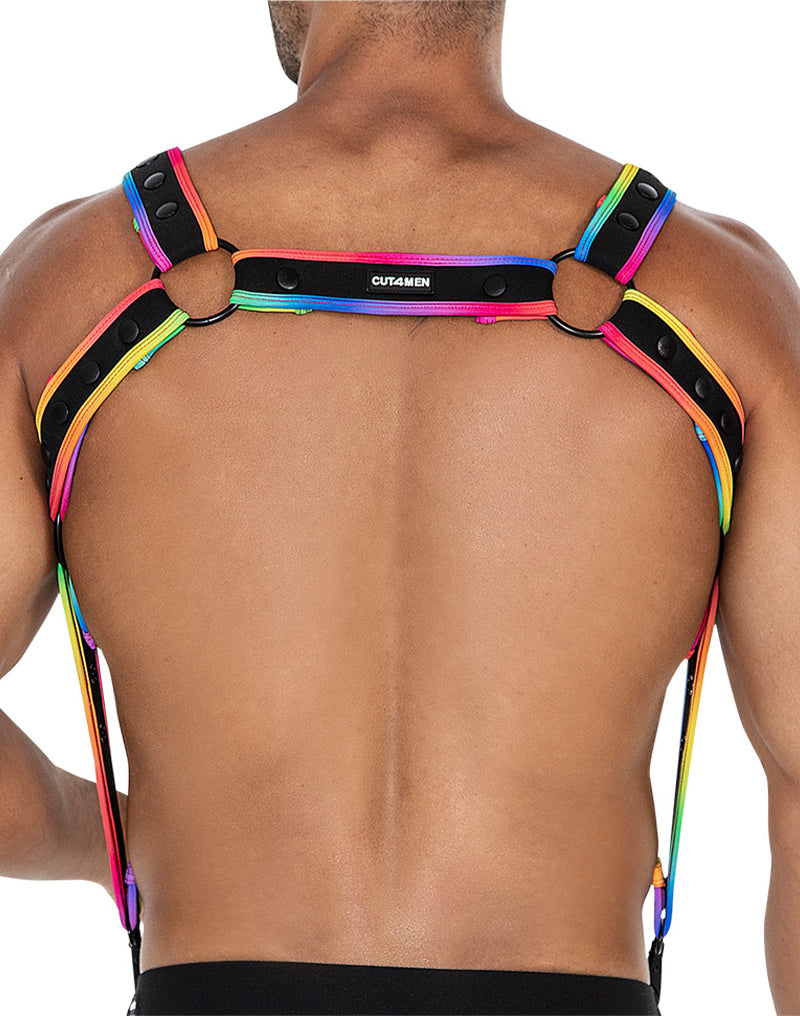 Cut4Men - Imbracatura - Neo - Nero/Arcobaleno-Erotiekvoordeel.nl