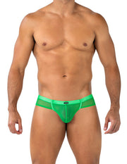 Cut4Men - Hybrid Cheeky Mesh Men's Briefs - Neon Green-Erotiekvoordeel.nl