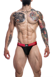 Cut4Men - Jockstrap de rugby - Noir/Rose neon - Large - Erotiekvoordeel.nl