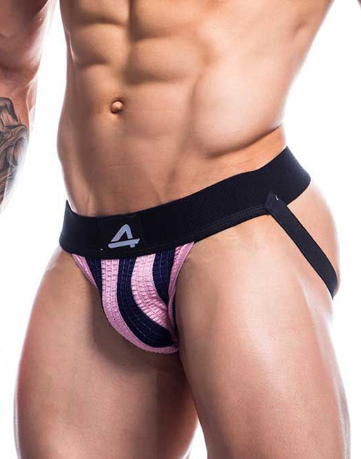 Cut4Men - Sexy Jockstrap - Stripe - Pink/Black-Erotiekvoordeel.nl