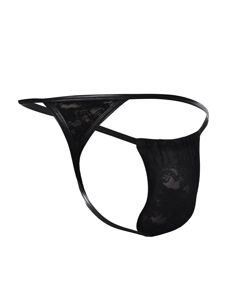 Cut4Men - Sexy Lace Men's G-String - Black-Erotiekvoordeel.nl