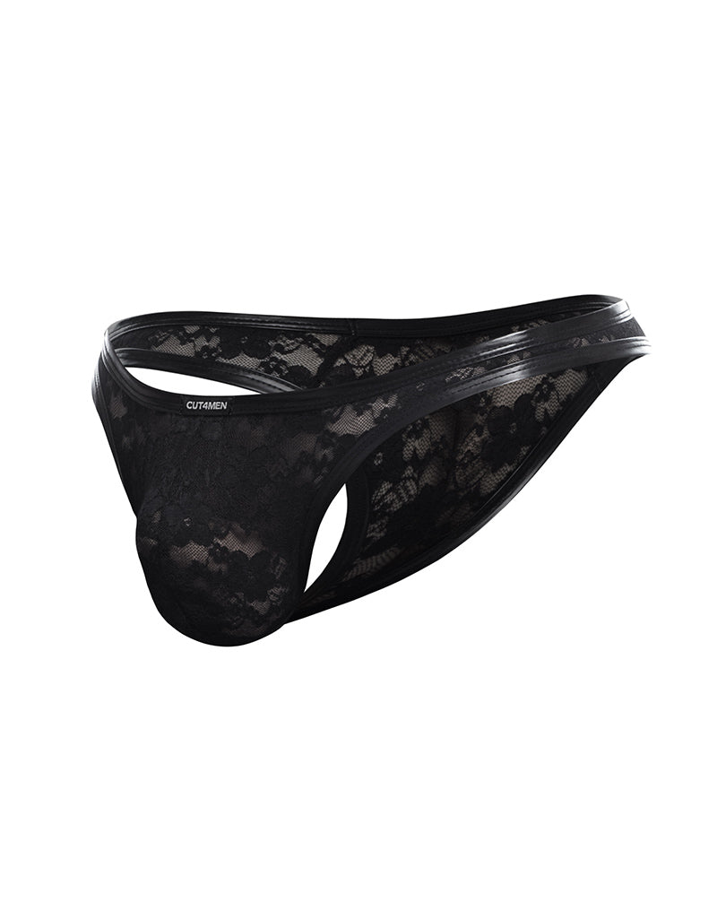 Cut4Men - Braguitas de encaje sexy para hombre - Negro-Erotiekvoordeel.nl