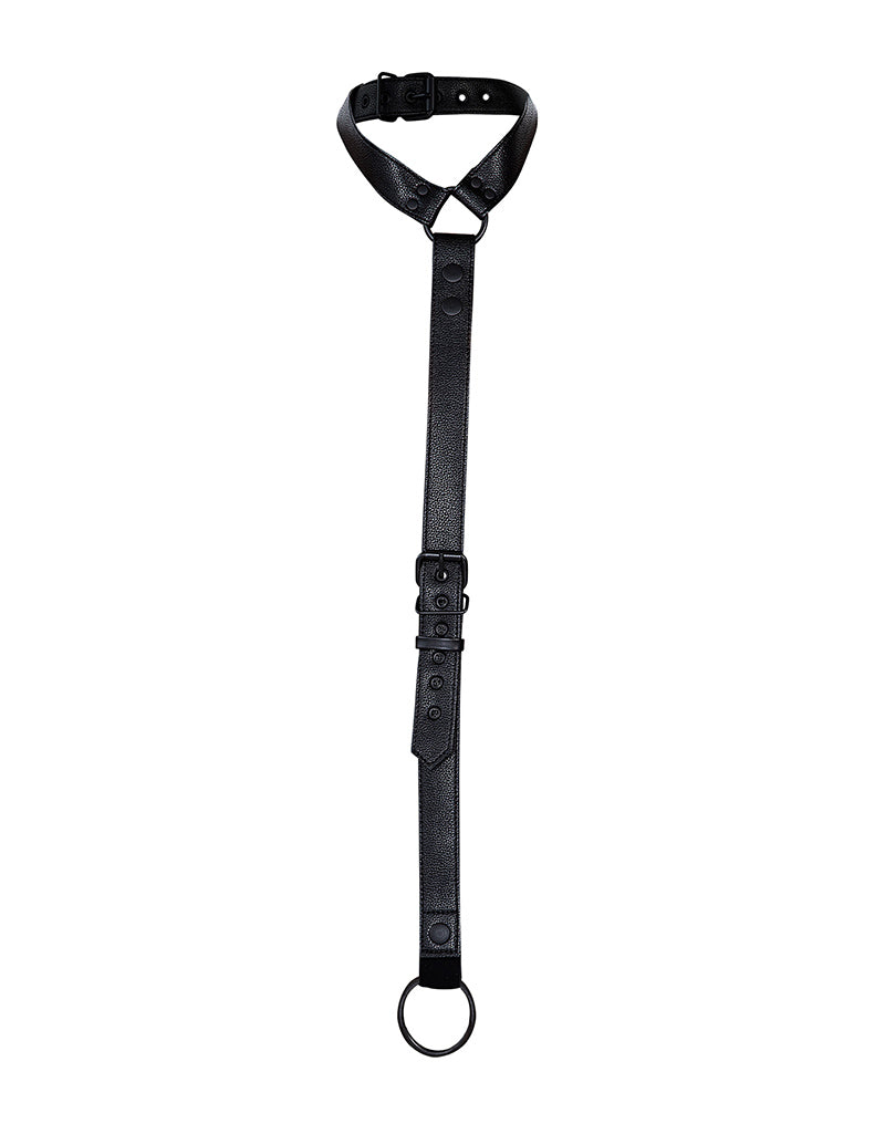 Cut4Men - Collier Wetlook avec lanière et cockring - Noir - Erotiekvoordeel.nl