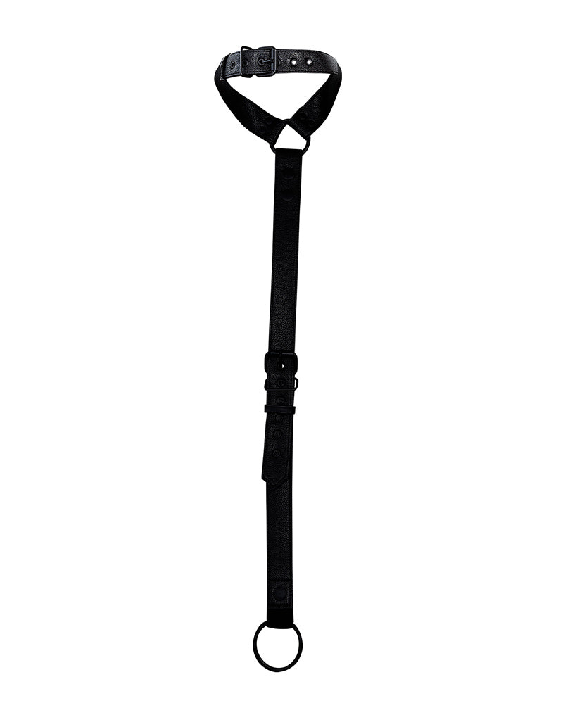 Cut4Men - Collier Wetlook avec lanière et cockring - Noir - Erotiekvoordeel.nl