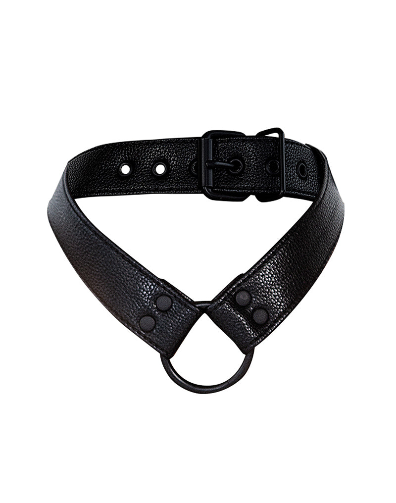 Cut4Men - Collier Wetlook avec lanière et cockring - Noir - Erotiekvoordeel.nl