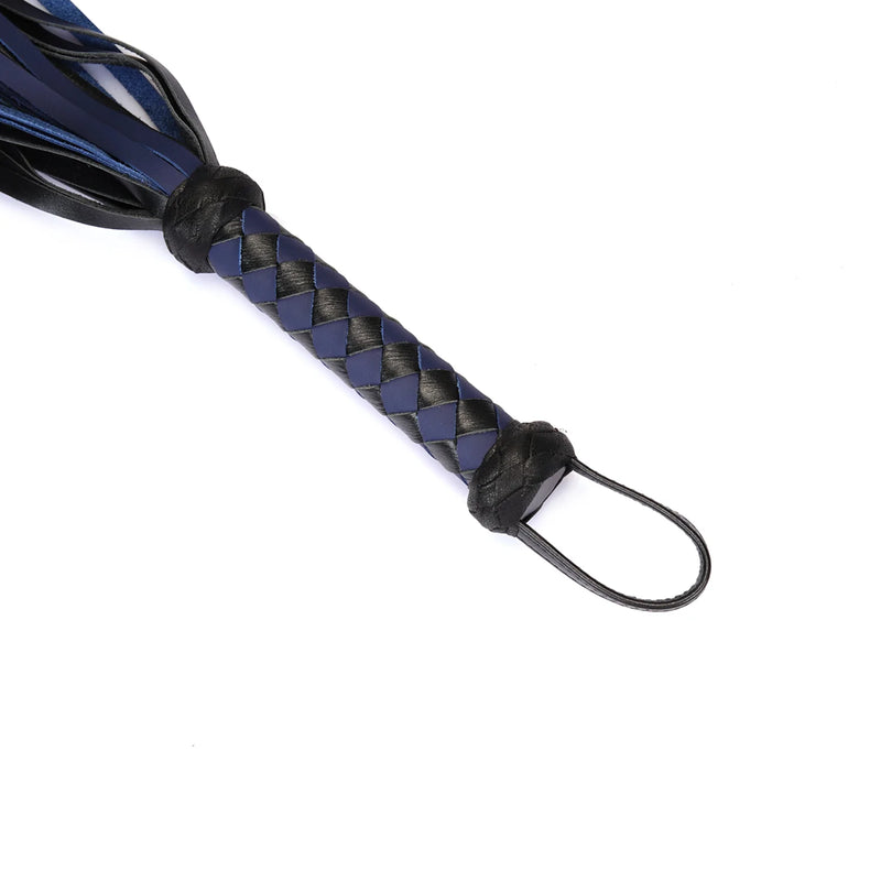 Liebe Seele - Cerulean Dominion - Exclusieve Lederen Flogger - Zwart/Donkerblauw-Erotiekvoordeel.nl