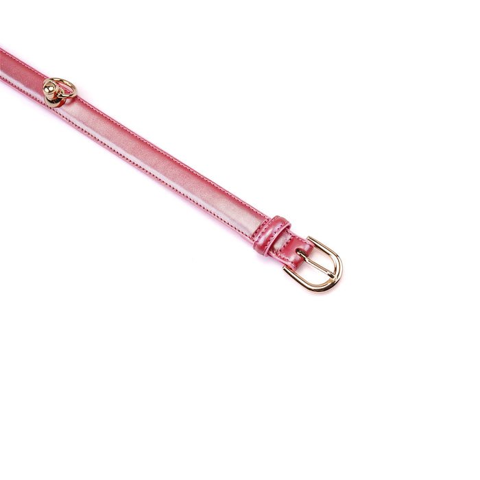 Liebe Seele - Lustre Rose - Lederen Collar met Leash - Parelmoer Roze met Gouden Hardware-Erotiekvoordeel.nl