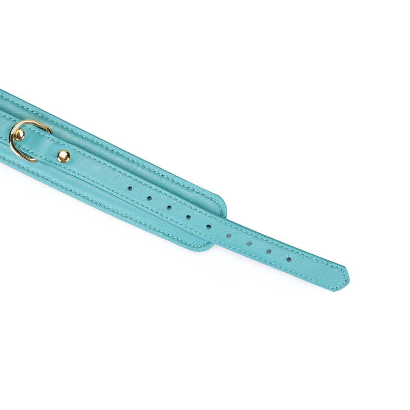Liebe Seele - Siren's Cove Lamslederen Collar met Leiband - Turquoise-Erotiekvoordeel.nl