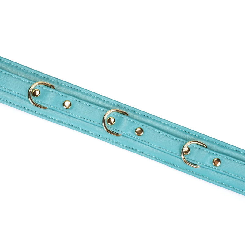 Liebe Seele - Siren's Cove Lamslederen Collar met Leiband - Turquoise-Erotiekvoordeel.nl