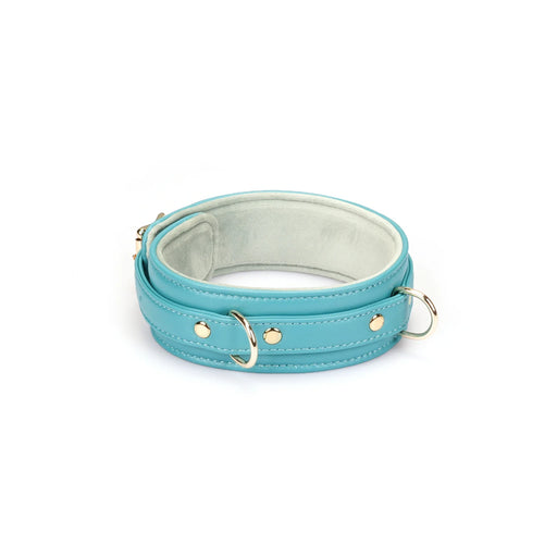 Liebe Seele - Siren's Cove - Lamslederen Collar met Leiband - Lichtblauw - Gouden Hardware-Erotiekvoordeel.nl
