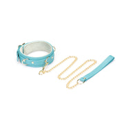 Liebe Seele - Siren's Cove Lamslederen Collar met Leiband - Turquoise-Erotiekvoordeel.nl