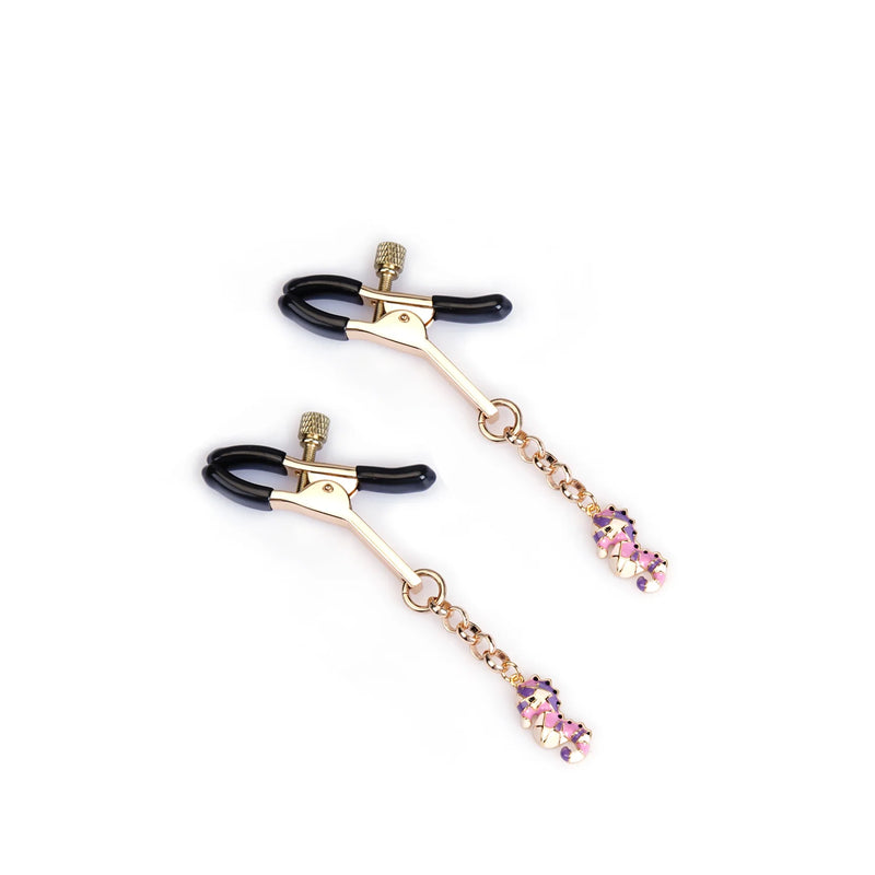 Liebe Seele - Luxe Tepelklemmen met Zeepaard Hangertjes - Roze/Goud-Erotiekvoordeel.nl