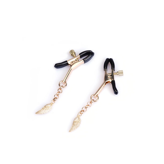 Liebe Seele - Luxe Tepelklemmen met Engelenvleugels Hangers met Strass - Goud-Erotiekvoordeel.nl