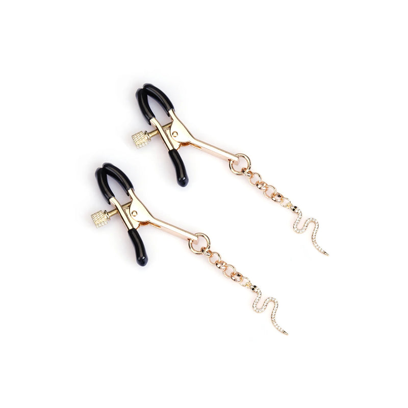 Liebe Seele - Luxe Tepelklemmen met Strass Slangen Hangertjes - Goud-Erotiekvoordeel.nl