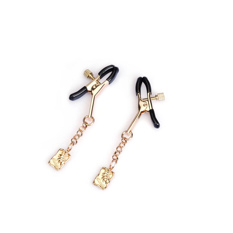 Liebe Seele - Luxe Tepelklemmen met Vierkante Hangers - Goud-Erotiekvoordeel.nl