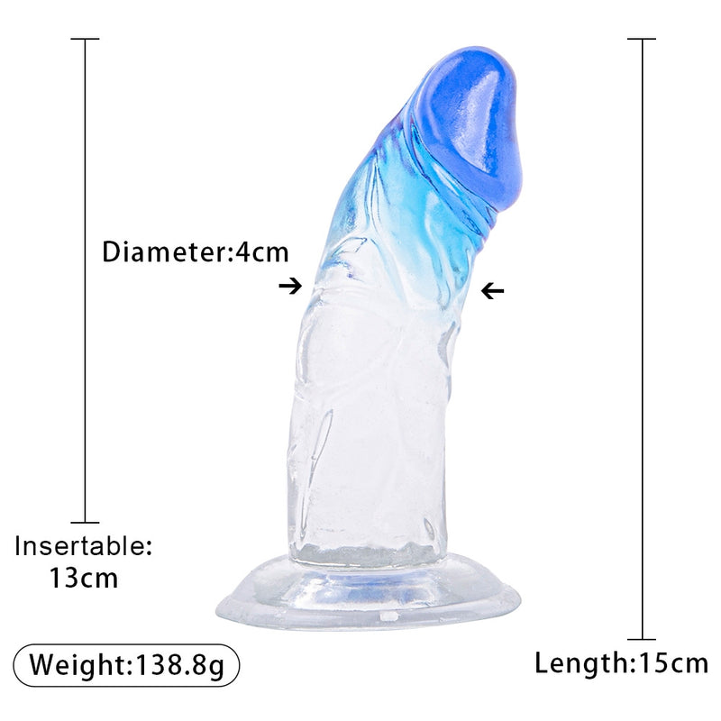 Deep Desire - Dildo - Sztuczny Kauczuk - 15 Cm - Przezroczysty/Niebieski - Erotiekvoordeel.nl