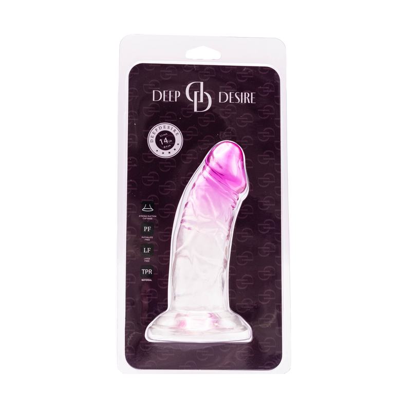 Deep Desire - Dildo - Synthetic Rubber - 15 cm - Transparent/Pink-Erotiekvoordeel.nl