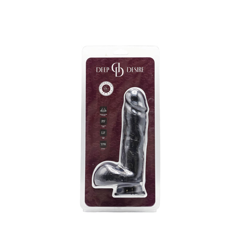 Deep Desire - Dildo with Suction Cup - TPR - 19 cm - Black-Erotiekvoordeel.nl