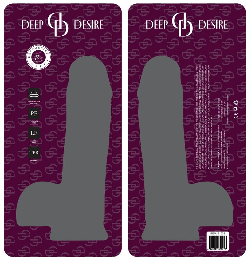 Deep Desire - Dildo with Suction Cup - TPR - 19 cm - Black-Erotiekvoordeel.nl