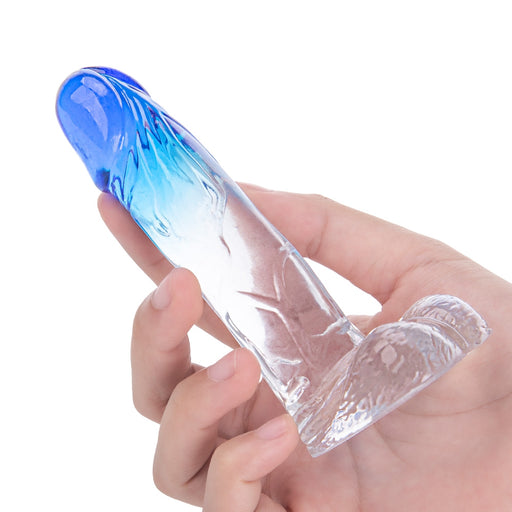Deep Desire - Small Dildo - Synthetic Rubber - 11. 5 cm - Transparent/Blue-Erotiekvoordeel.nl