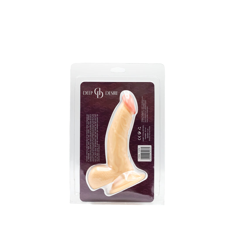 Deep Desire - Dildo Z PVC Z Moszną I Przyssawką - 16,5 Cm - Jasny Kolor Skóry - Erotiekvoordeel.nl