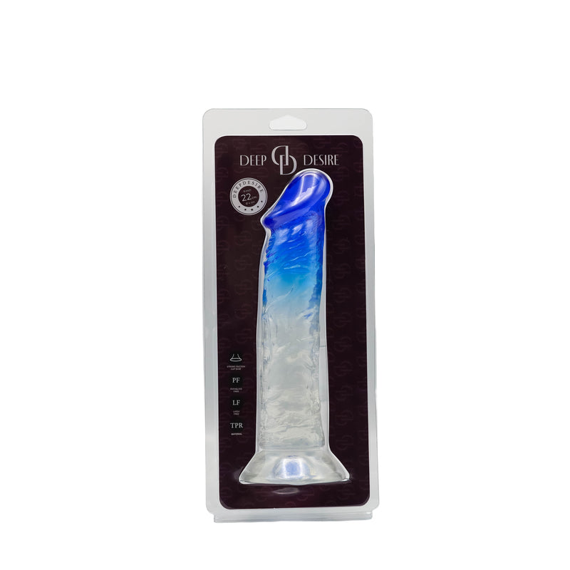 Deep Desire - Transparent Dildo - TPR - 22 cm - Transparent/Blue-Erotiekvoordeel.nl