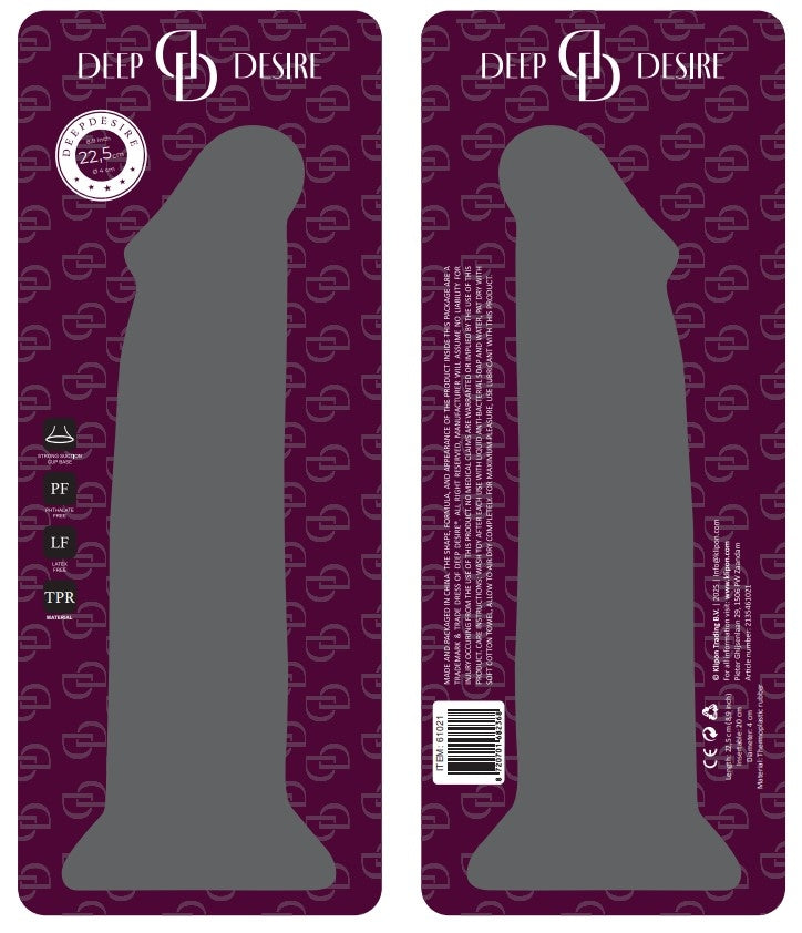 Deep Desire - Transparent Dildo - TPR - 22 cm - Transparent/Blue-Erotiekvoordeel.nl