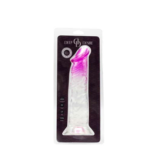 Deep Desire - Transparent Dildo - TPR - 22 cm - Transparent/Pink-Erotiekvoordeel.nl