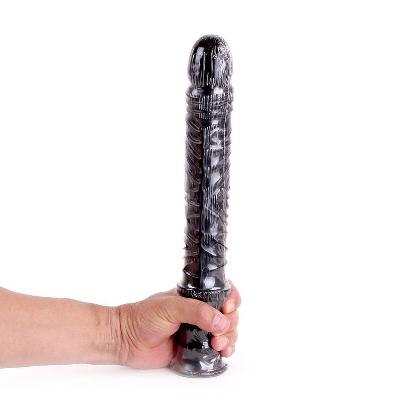 Dinoo - Damocles - XXL-Dildo mit Griff - 42,5 x 4,5 cm - Schwarz - Erotiekvoordeel.nl