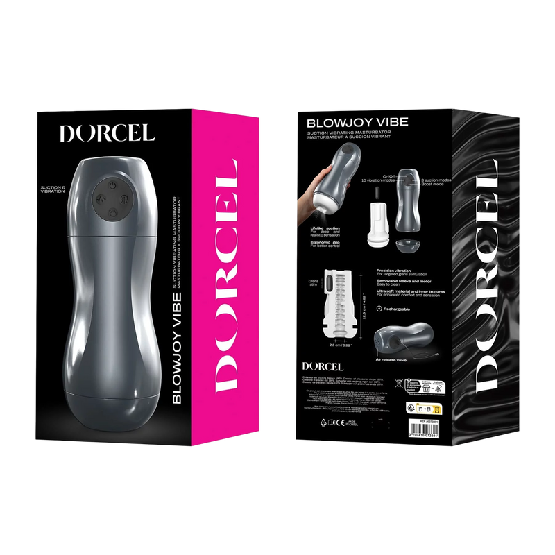 Dorcel - Blowjoy Vibe - Vibrating Masturbator - Grey-Erotiekvoordeel.nl