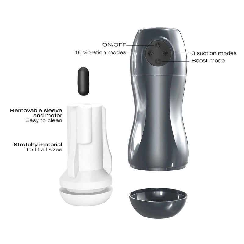 Dorcel - Blowjoy Vibe - Vibrating Masturbator - Gray-Erotiekvoordeel.nl