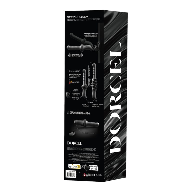 Dorcel - Deep Orgasm - Vibrador con función de empuje - Calentable - Con ventosa - Negro-Erotiekvoordeel.nl