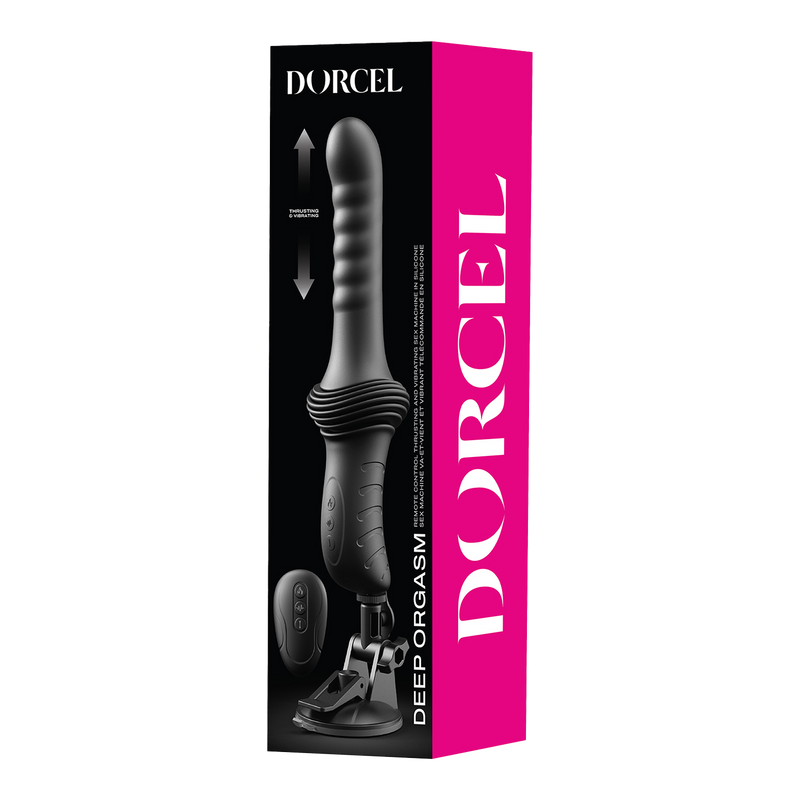 Dorcel - Deep Orgasm - Vibrador con función de empuje - Calentable - Con ventosa - Negro-Erotiekvoordeel.nl