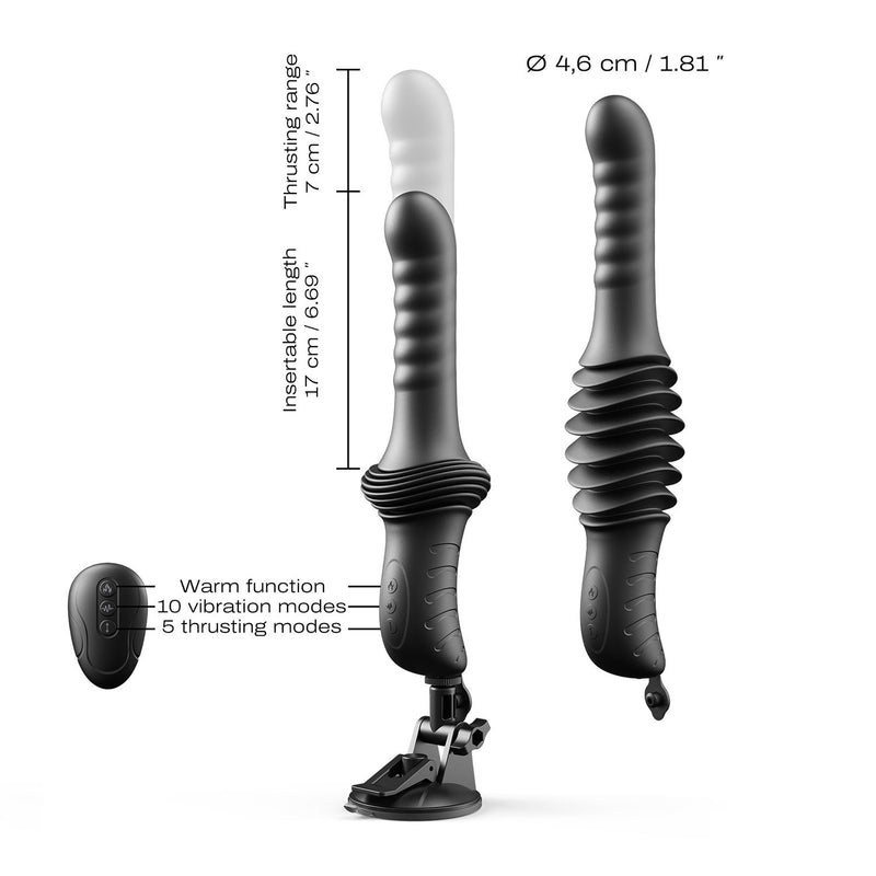 Dorcel - Deep Orgasm - Vibrador con movimientos de vaivén - Calentable - Con ventosa - Negro-Erotiekvoordeel.nl