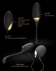 Dorcel - Secret Orgasm - Vibrating Egg - With Remote Control - Black-Erotiekvoordeel.nl