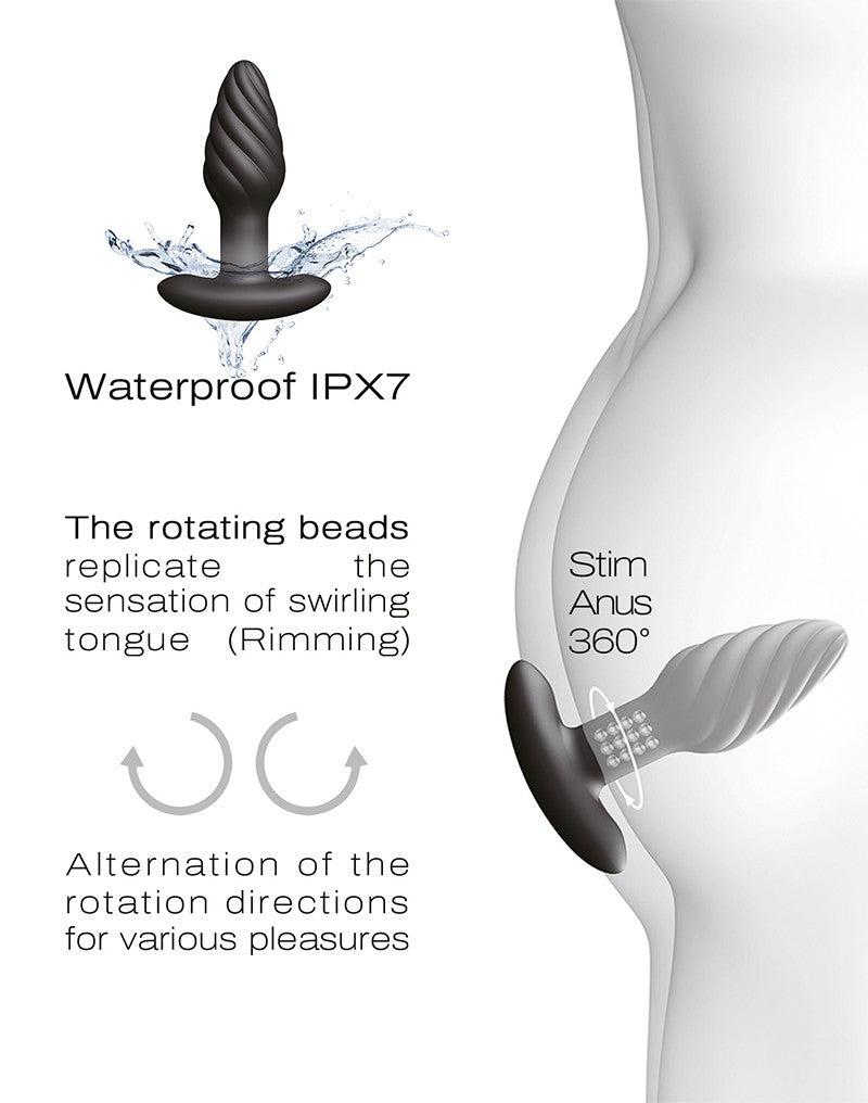 Dorcel - Spin Plug - 360 Graden Roterende Vibrerende Anaal Plug - Zwart-Erotiekvoordeel.nl
