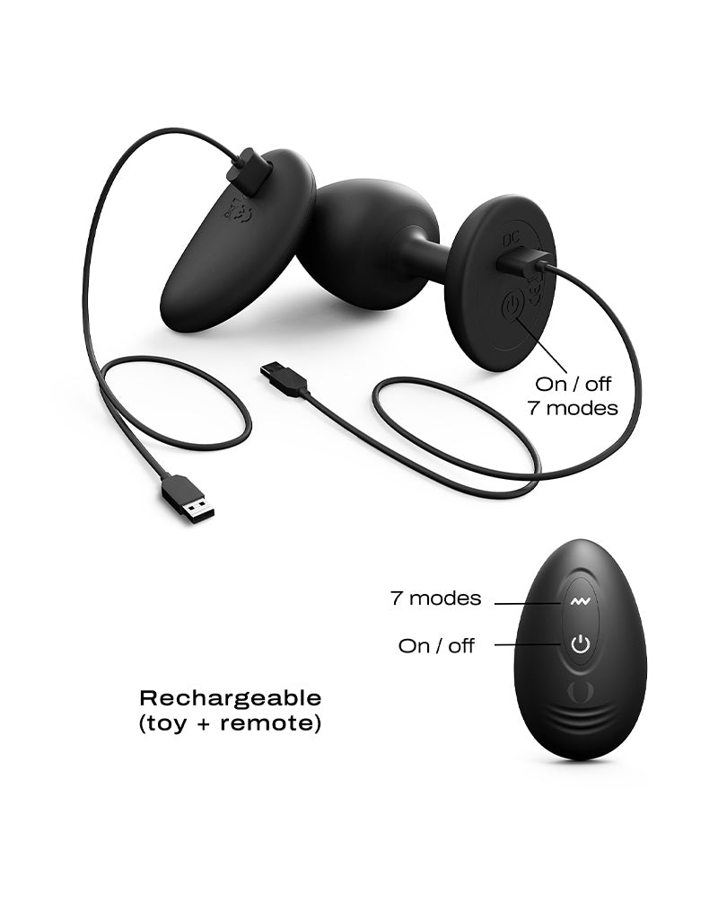 Dorcel - Vibrierender Geisha Infinite Buttplug mit beweglicher Metallkugel - Schwarz - Mit Fernbedienung - Erotiekvoordeel.nl