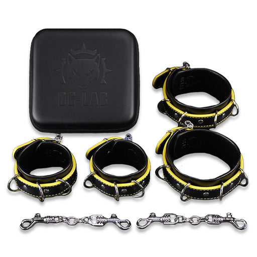 Dungeon Lab Set di Manette Hunter - Nero/Giallo-Erotiekvoordeel.nl