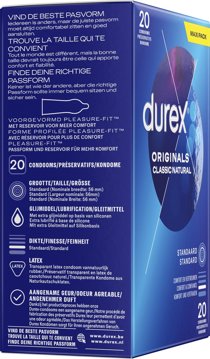 Durex Originals Classic Natural - Condoms - 20 pieces - Erotiekvoordeel.nl