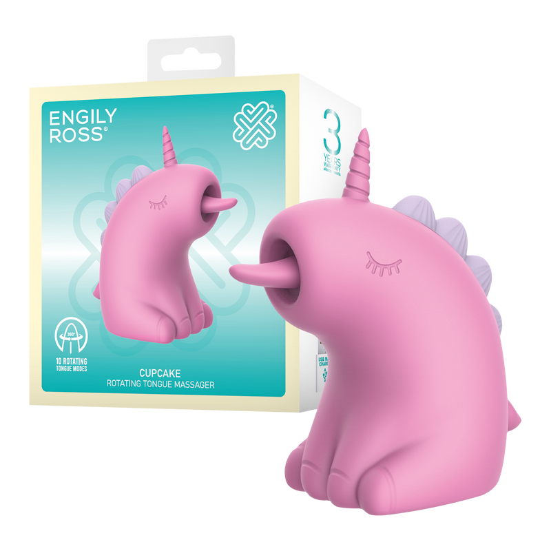 ER - Cupcake Unicorn - Clitoral Vibrator with 360° Rotating Tongue - Pink-Erotiekvoordeel.nl