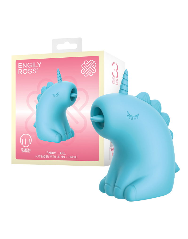 ER - Snowflake Unicorn - Klitorisvibrator mit leckender Zunge - Blau - Erotiekvoordeel.nl