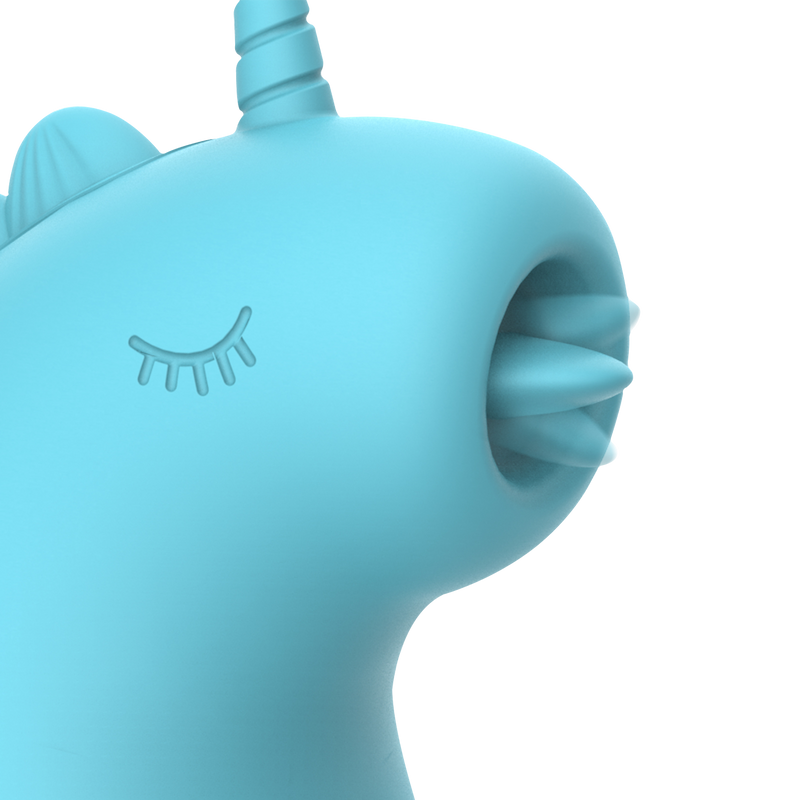 ER - Snowflake Unicorn - Klitorisvibrator mit leckender Zunge - Blauw-Erotiekvoordeel.nl