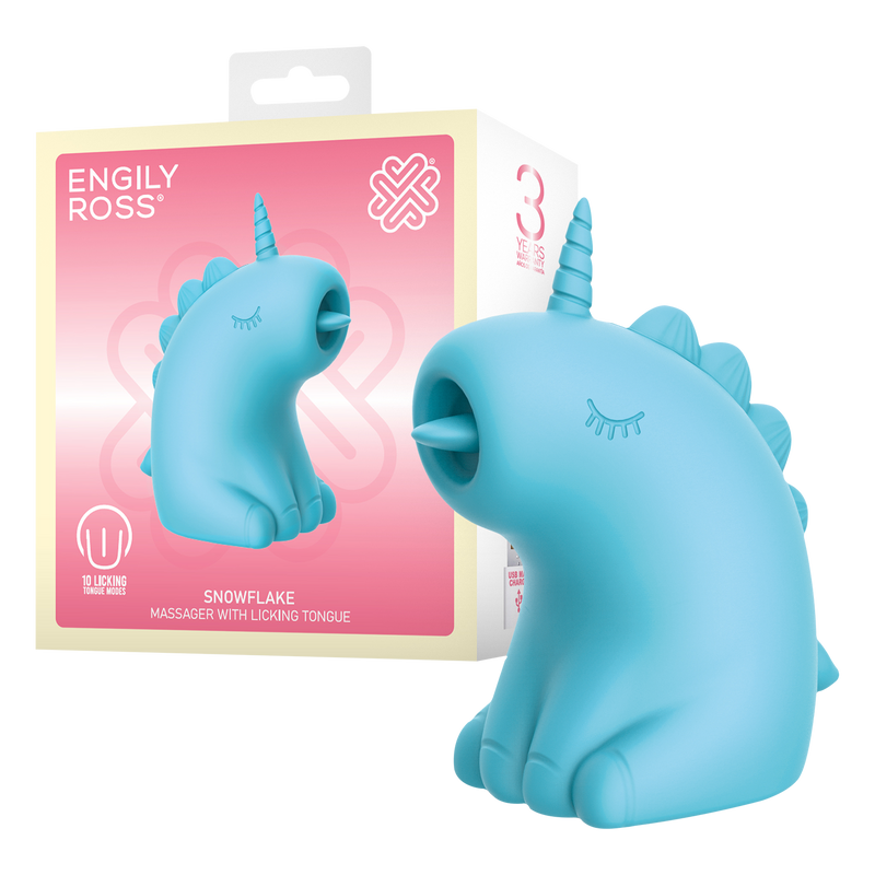 ER - Snowflake Unicorn - Klitorisvibrator mit leckender Zunge - Blauw-Erotiekvoordeel.nl