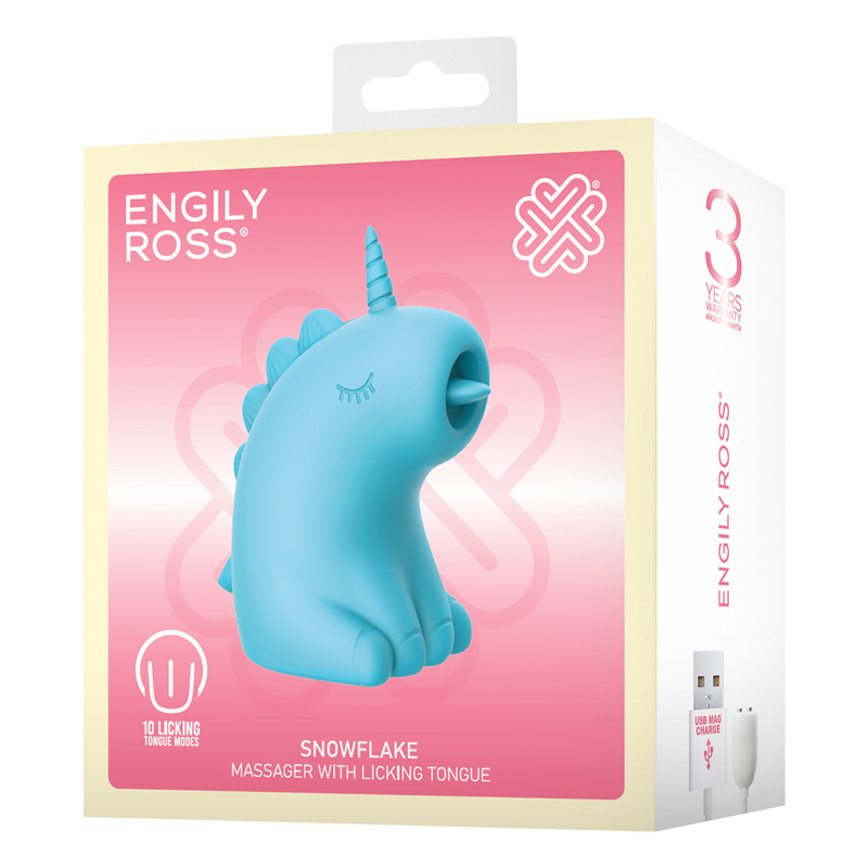 ER - Snowflake Unicorn - Klitorisvibrator mit leckender Zunge - Blauw-Erotiekvoordeel.nl