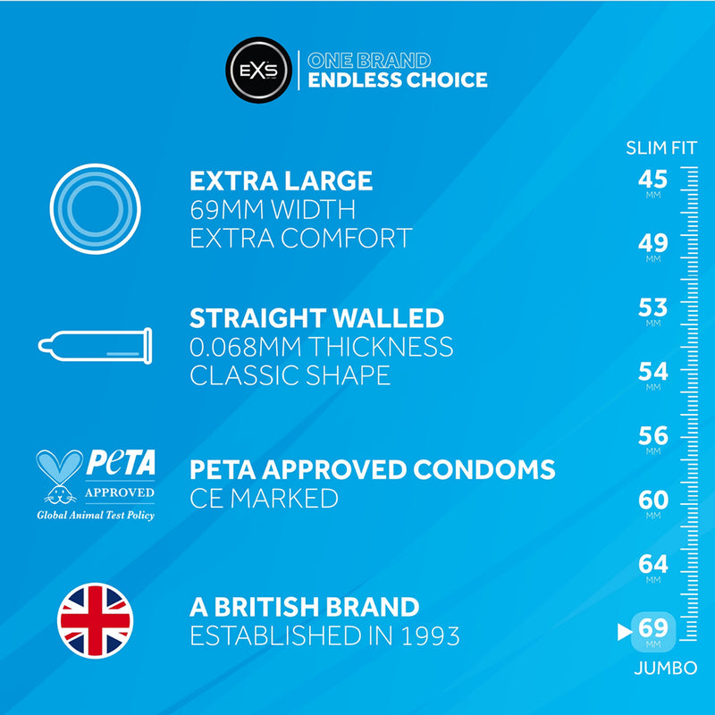 EXS Jumbo XL Condoms - 69 mm - Erotiekvoordeel.nl
